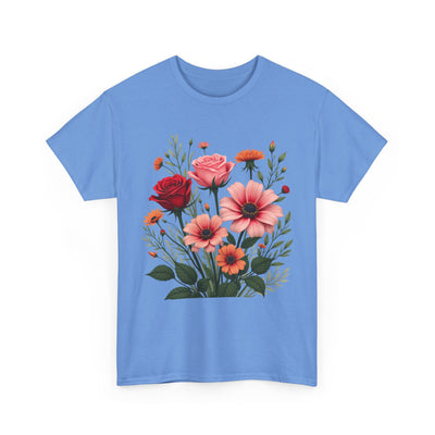 Wildflowers and Pink & Red Roses, Graphic T-Shirts for Women, Floral Shirt, Womens Short Sleeve, Ladies Graphic Tees #5133TTS