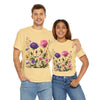 Wildflowers and Pink/Violet Roses, Graphic T-Shirts for Women, Floral Shirt, Womens Short Sleeve, Ladies Graphic Tees #5101TTS