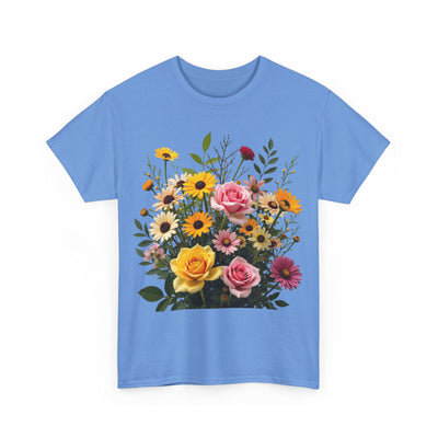 Wildflowers and Pink & Yellow Roses, Graphic T-Shirts for Women, Floral Shirt, Womens Short Sleeve, Ladies Graphic Tees #5150TTS