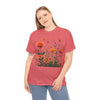 Wildflowers and Orange Roses, Graphic T-Shirts for Women, Floral Shirt, Womens Short Sleeve, Ladies Graphic Tees #5046TTS