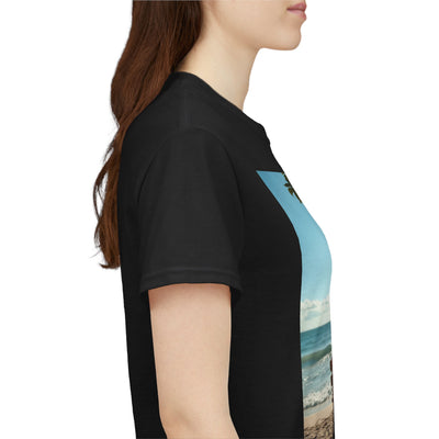 My Happy Place, Woman on Bench, Looking at Waves,Safe Place T-Shirt, Finding My Happy Place Top, Ocean Waves,#5003STS