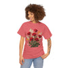 Wildflowers and Red Roses, Graphic T-Shirts for Women, Floral Shirt, Womens Short Sleeve, Ladies Graphic Tees #5128TTS