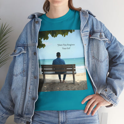 Have You Forgiven Your Ex?Man on Bench Looking at Waves, Forgiving T-Shirt, Forgiveness, Relationship Healing Top #5005STS