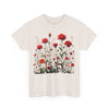 Wildflowers and Red Roses, Graphic T-Shirts for Women, Floral Shirt, Womens Short Sleeve, Ladies Graphic Tees #5035TTS