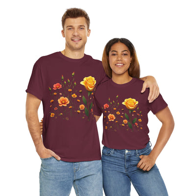 Wildflowers and a Yellow Rose, Graphic T-Shirts for Women, Floral Shirt, Womens Short Sleeve, Ladies Graphic Tees #5010TTS