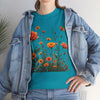 Wildflowers and Orange Roses, Graphic T-Shirts for Women, Floral Shirt, Womens Short Sleeve, Ladies Graphic Tees #5046TTS