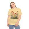 Wildflowers and Orange Roses, Graphic T-Shirts for Women, Floral Shirt, Womens Short Sleeve, Ladies Graphic Tees #5045TTS