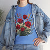 Wildflowers and Red Roses, Graphic T-Shirts for Women, Floral Shirt, Womens Short Sleeve, Ladies Graphic Tees #5129TTS