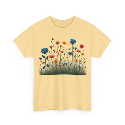 Wildflowers and Blue Roses, Graphic T-Shirts for Women, Floral Shirt, Womens Short Sleeve, Ladies Graphic Tees #5050TTS