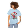 Wildflowers and Pink & Red Roses, Graphic T-Shirts for Women, Floral Shirt, Womens Short Sleeve, Ladies Graphic Tees #5134TTS