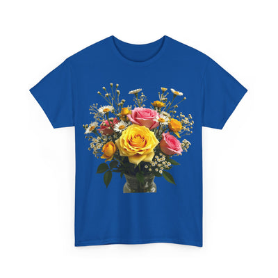 Wildflowers and Pink & Yellow Roses, Graphic T-Shirts for Women, Floral Shirt, Womens Short Sleeve, Ladies Graphic Tees #5143TTS