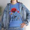 Wildflowers and a Red Rose, Graphic T-Shirts for Women, Floral Shirt, Womens Short Sleeve, Ladies Graphic Tees #5007TTS