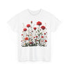 Wildflowers and Red Roses, Graphic T-Shirts for Women, Floral Shirt, Womens Short Sleeve, Ladies Graphic Tees #5035TTS