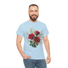 Wildflowers and Red Roses, Graphic T-Shirts for Women, Floral Shirt, Womens Short Sleeve, Ladies Graphic Tees #5127TTS