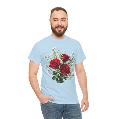 Wildflowers and Red Roses, Graphic T-Shirts for Women, Floral Shirt, Womens Short Sleeve, Ladies Graphic Tees #5127TTS