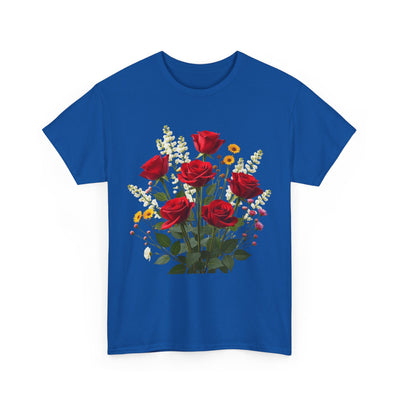 Wildflowers and Red Roses, Graphic T-Shirts for Women, Floral Shirt, Womens Short Sleeve, Ladies Graphic Tees #5128TTS