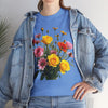 Wildflowers and Pink & Yellow Roses, Graphic T-Shirts for Women, Floral Shirt, Womens Short Sleeve, Ladies Graphic Tees #5138TTS