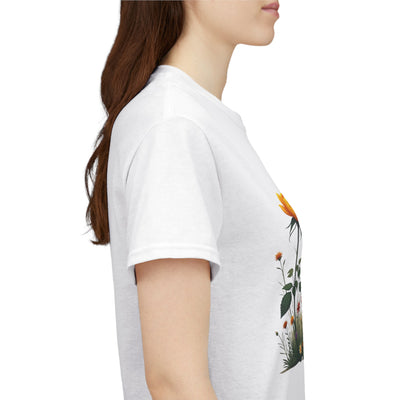 Wildflowers and Yellow Roses, Graphic T-Shirts for Women, Floral Shirt, Womens Short Sleeve, Ladies Graphic Tees #5028TTS