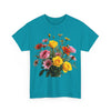 Wildflowers and Pink & Yellow Roses, Graphic T-Shirts for Women, Floral Shirt, Womens Short Sleeve, Ladies Graphic Tees #5138TTS