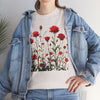 Wildflowers and Red Roses, Graphic T-Shirts for Women, Floral Shirt, Womens Short Sleeve, Ladies Graphic Tees #5035TTS