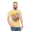 Wildflowers and Pink & Yellow Roses, Graphic T-Shirts for Women, Floral Shirt, Womens Short Sleeve, Ladies Graphic Tees #5145TTS