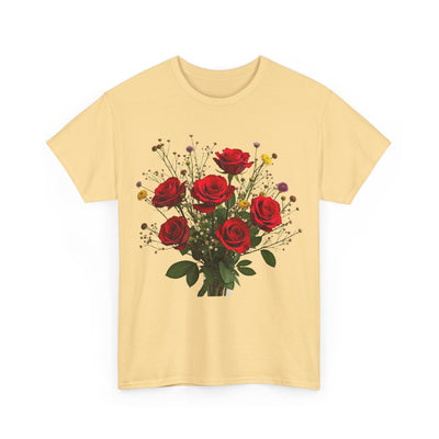 Wildflowers and Red Roses, Graphic T-Shirts for Women, Floral Shirt, Womens Short Sleeve, Ladies Graphic Tees #5131TTS