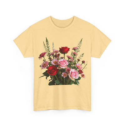 Wildflowers and Red & Pink Roses, Graphic T-Shirts for Women, Floral Shirt, Womens Short Sleeve, Ladies Graphic Tees #5132TTS