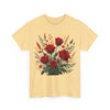 Wildflowers and Red Roses, Graphic T-Shirts for Women, Floral Shirt, Womens Short Sleeve, Ladies Graphic Tees #5129TTS