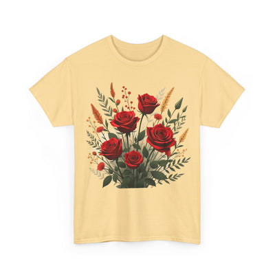 Wildflowers and Red Roses, Graphic T-Shirts for Women, Floral Shirt, Womens Short Sleeve, Ladies Graphic Tees #5129TTS