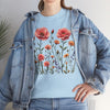 Wildflowers and Pink Roses, Graphic T-Shirts for Women, Floral Shirt, Womens Short Sleeve, Ladies Graphic Tees #5015TTS