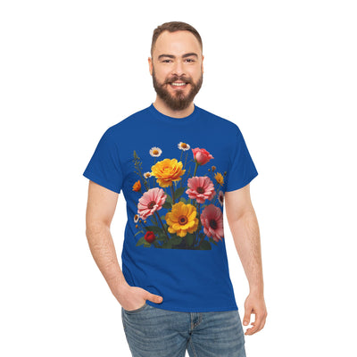 Wildflowers and Pink & Yellow Roses, Graphic T-Shirts for Women, Floral Shirt, Womens Short Sleeve, Ladies Graphic Tees #5147TTS