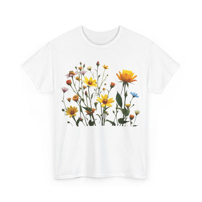Wildflowers and a Yellow Rose, Graphic T-Shirts for Women, Floral Shirt, Womens Short Sleeve, Ladies Graphic Tees #5009TTS