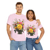 Wildflowers and Pink & Yellow Roses, Graphic T-Shirts for Women, Floral Shirt, Womens Short Sleeve, Ladies Graphic Tees #5143TTS