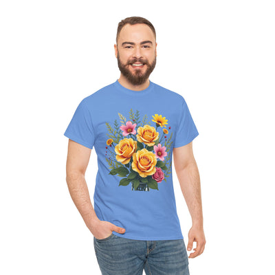 Wildflowers and Yellow Roses, Graphic T-Shirts for Women, Floral Shirt, Womens Short Sleeve, Ladies Graphic Tees #5135TTS