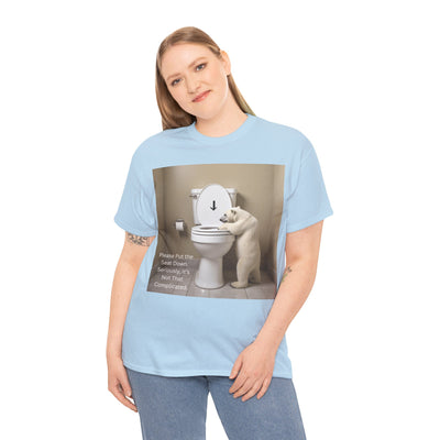 Please Put the Seat Down, Seriously, It's Not that Complicated, Polar Bear Toilet Seat Down, Seat Down Reminder Shirt #5004STS
