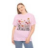 Wildflowers and Pink Roses, Graphic T-Shirts for Women, Floral Shirt, Womens Short Sleeve, Ladies Graphic Tees #5023TTS