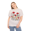 Wildflowers and Red Roses, Graphic T-Shirts for Women, Floral Shirt, Womens Short Sleeve, Ladies Graphic Tees #5034TTS