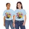 Wildflowers and Pink & Yellow Roses, Graphic T-Shirts for Women, Floral Shirt, Womens Short Sleeve, Ladies Graphic Tees #5138TTS