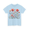 Wildflowers and Pink Roses, Graphic T-Shirts for Women, Floral Shirt, Womens Short Sleeve, Ladies Graphic Tees #5015TTS