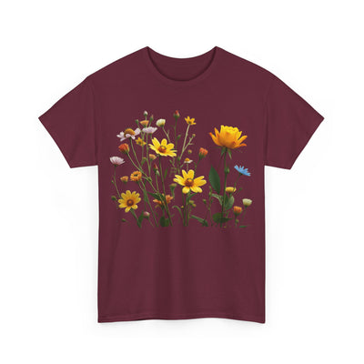Wildflowers and a Yellow Rose, Graphic T-Shirts for Women, Floral Shirt, Womens Short Sleeve, Ladies Graphic Tees #5009TTS