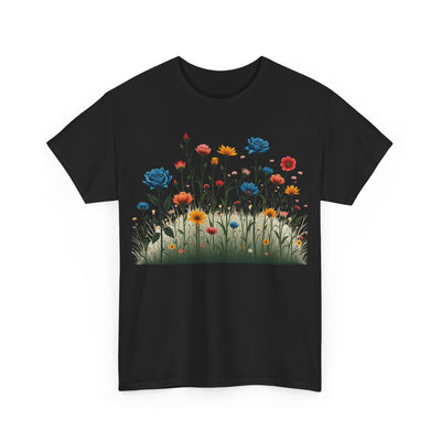Wildflowers and Blue Roses, Graphic T-Shirts for Women, Floral Shirt, Womens Short Sleeve, Ladies Graphic Tees #5050TTS
