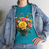 Wildflowers and Pink & Yellow Roses, Graphic T-Shirts for Women, Floral Shirt, Womens Short Sleeve, Ladies Graphic Tees #5143TTS