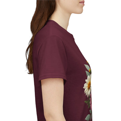 Wildflowers and Pink & Yellow Roses, Graphic T-Shirts for Women, Floral Shirt, Womens Short Sleeve, Ladies Graphic Tees #5145TTS