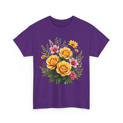 Wildflowers and Yellow Roses, Graphic T-Shirts for Women, Floral Shirt, Womens Short Sleeve, Ladies Graphic Tees #5135TTS