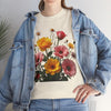 Wildflowers and Pink & Yellow Roses, Graphic T-Shirts for Women, Floral Shirt, Womens Short Sleeve, Ladies Graphic Tees #5147TTS