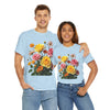 Wildflowers and Pink & Yellow Roses, Graphic T-Shirts for Women, Floral Shirt, Womens Short Sleeve, Ladies Graphic Tees #5148TTS
