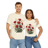 Wildflowers and Red Roses, Graphic T-Shirts for Women, Floral Shirt, Womens Short Sleeve, Ladies Graphic Tees #5128TTS