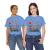 Wildflowers and Orange Roses, Graphic T-Shirts for Women, Floral Shirt, Womens Short Sleeve, Ladies Graphic Tees #5046TTS