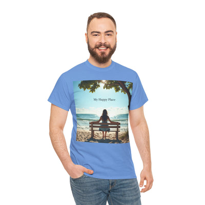 My Happy Place, Woman on Bench, Looking at Waves,Safe Place T-Shirt, Finding My Happy Place Top, Ocean Waves,#5003STS