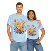 Wildflowers and Pink & Yellow Roses, Graphic T-Shirts for Women, Floral Shirt, Womens Short Sleeve, Ladies Graphic Tees #5137TTS